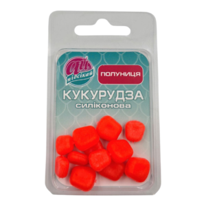 Плаваюча силіконова кукурудза ПОЛУНИЦЯ у блістері (12шт/1уп)